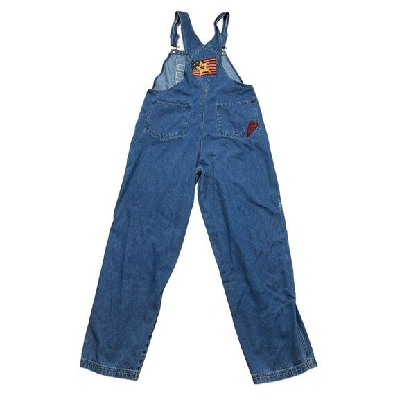 Ladies Vintage Haiks Brand Denim Bib Overalls with American Flag‎ Detail Large - Picture 3 of 15